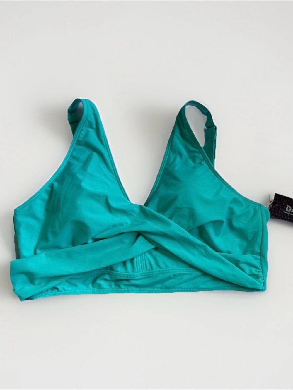 DACI Teal Twist Wrap Front Bikini Swim Top XL NWT Lace Up Size Beach Summer Pool